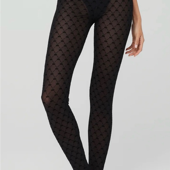 ALO Yoga Black Patterned Leggings - Picture 1 of 6